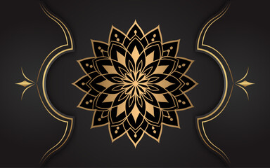 Elegant golden mandala design on a dark background with ornate detailing