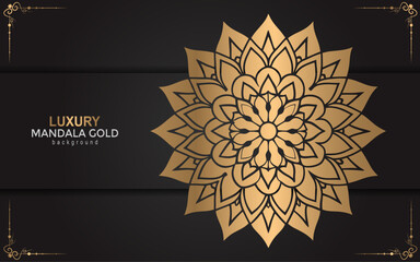 Elegant golden mandala design on a dark background intricate floral patterns