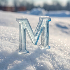 Ice letter m crystal clear frozen alphabet