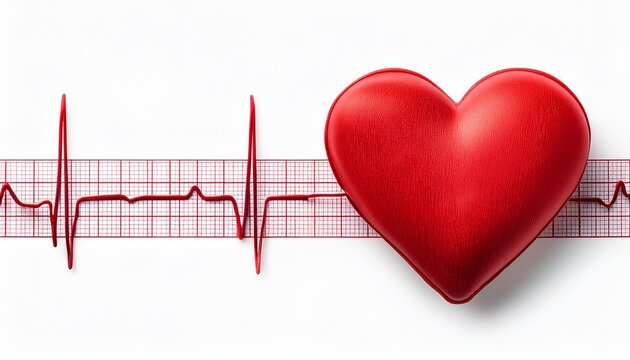 heart beat on ecg isolated on white background