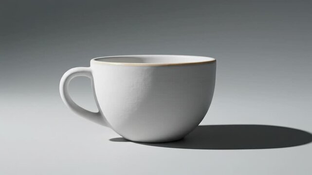 White ceramic cup rotating on surface