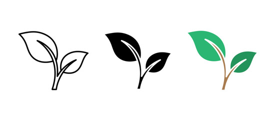Eco-Friendly Leaf Icon illustration for sustainability and nature concepts with stroke filled and colored icon set.