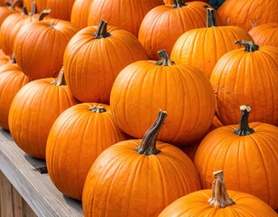 Pile of Orange Pumpkins on Wooden Surface