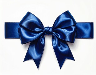 Glossy Dark Blue Ribbon Bow with Symmetrical Loops