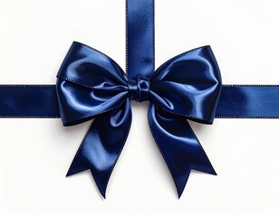 Polished Dark Blue Ribbon Bow with Cross Wrap