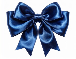 Grand Dark Blue Satin Bow with V-Cut Tails