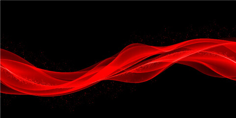 Abstract red smoke and fire waves on a black background with vibrant orange energy flow and a fractal line pattern for digital art design