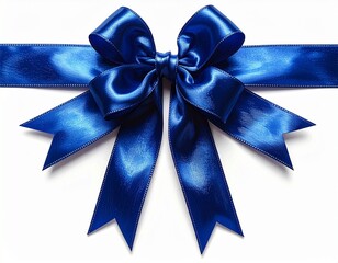 Elaborate Blue Satin Bow with Glossy Finish