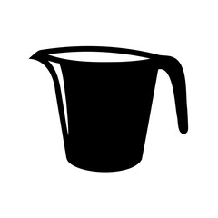 Silhouette of a black measuring cup with a handle and spout