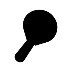 Simple Black Silhouette of Table Tennis Paddle on Clean White Background