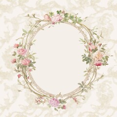Delicate Floral Frame with Soft Pastel Flowers and Intricate Vine Details for Elegant Design Applications