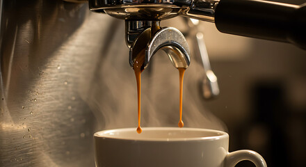 Espresso Shot Pulling into White Ceramic Mug