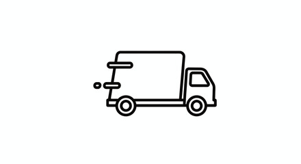 Outline icon of a fast delivery truck in motion isolated on