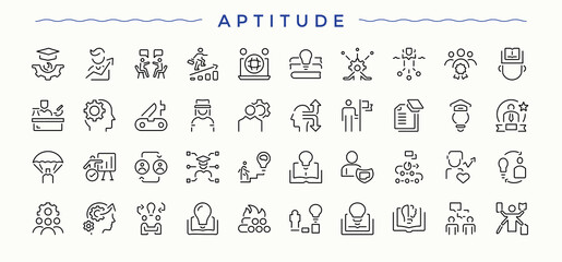 Aptitude icon. Graduation outline icons pack. Perfect for logos and infographic. Education icon set. Editable stroke. Pixel Perfect.