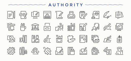Authority modern icon set. Modern thin line style icons. Handwriting icon collection. Included typing, pen, write, education, stationery and more.