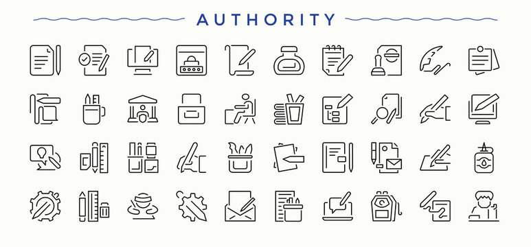 Authority modern icon set. Modern thin line style icons. Handwriting icon collection. Included typing, pen, write, education, stationery and more.