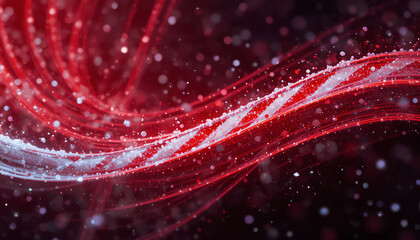 Swirling Red and White Abstract with Glittering Particles