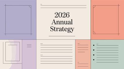 A visually engaging annual strategy plan designed for the year 2026. 