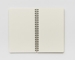Open Blank Spiral Notebook on White Background spiral bound