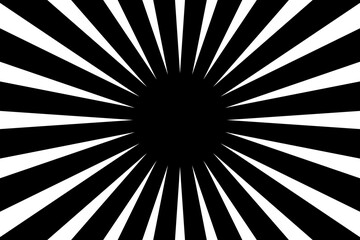 Radial lines white and black colour background with black central circle