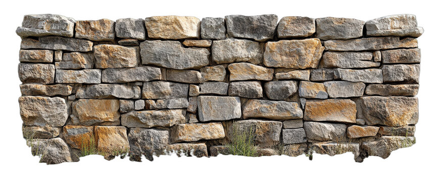A close-up view of a stone wall with various sized stones
