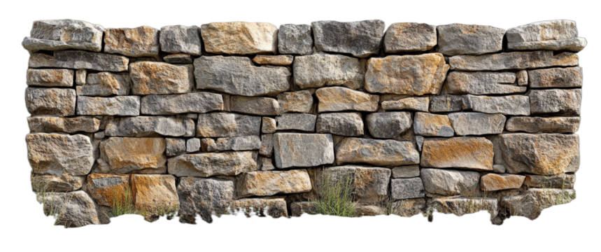 A close-up view of a stone wall with various sized stones