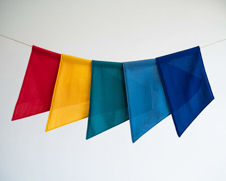 Colorful Fabric Bunting Flags Hanging on a String banner