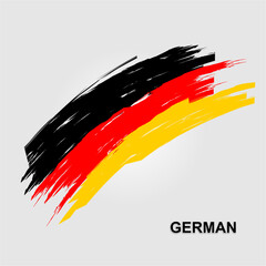 Brush stroke of the German flag. Patriotic banner of the German state. Vector national poster design, template with space for text. Tricolor.