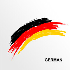 Brush stroke of the German flag. Patriotic banner of the German state. Vector national poster design, template with space for text. Tricolor.