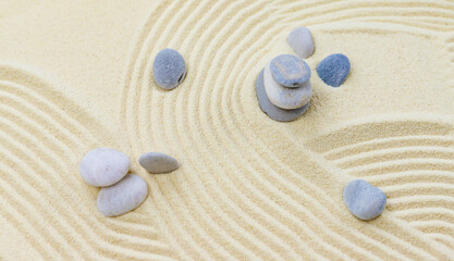 Background with stones on the sand. Selective focus.