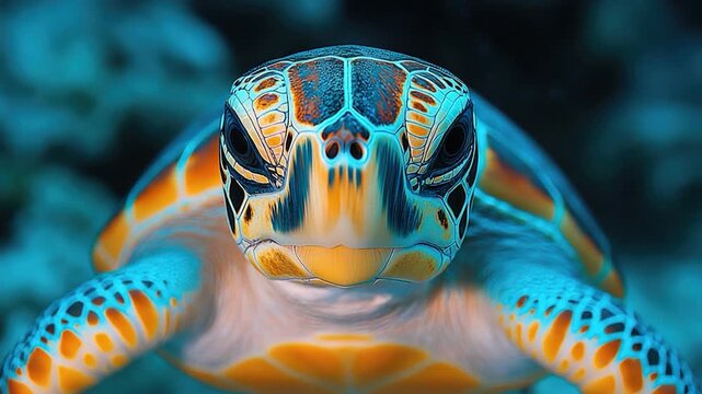 Video A close-up of a turtle's face, blurred background
