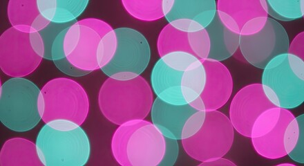 Vibrant Pink and Cyan Bokeh Lights Background Abstract Party Decoration Effect