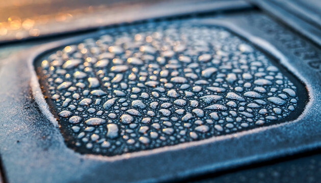 Frozen Water Droplets on Metal Surface