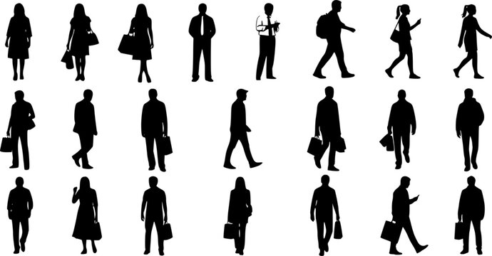 Silhouettes of people related to the theme of shopping. Vector illustration, EPS version.
