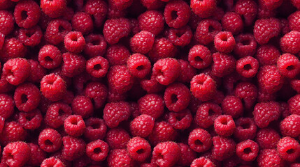 Seamless Pattern of Fresh Ripe Raspberries, Juicy Red Berries with Natural Texture for Food Packaging and Healthy Lifestyle Design