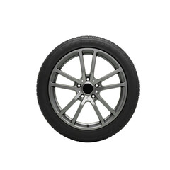 Obraz premium Modern alloy wheel with tire on a black background