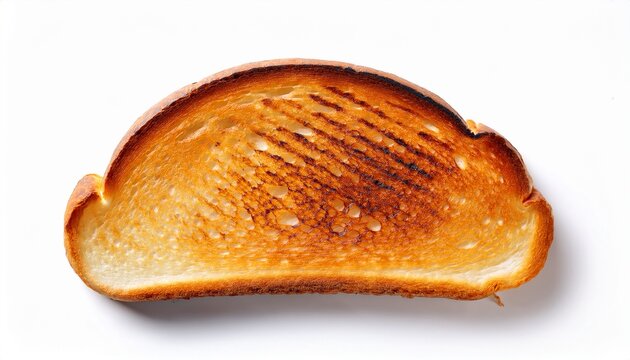 crispy grilled toast bread slice with golden brown crust texture on white background for breakfast