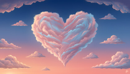Fototapeta premium surreal heart cloudscape at dawn for valentinesday romance and holiday design
