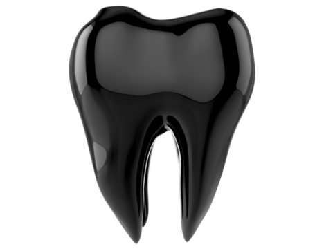 black  tooth on a white background isolated