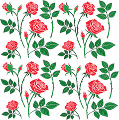 Minimalist rose tattoo vector collection featuring red flowers with leaves. Great for love symbols, wedding illustrations, and floral branding.