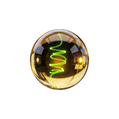 A glass sphere with a green spiral inside isolated on transparent background