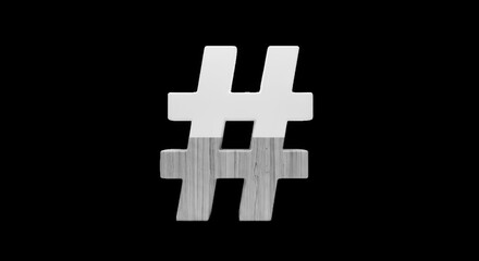 Obraz premium Grayscale hashtag symbol on black background