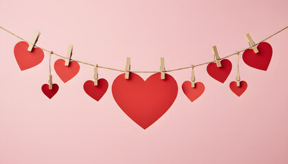 cute hanging hearts banner with copyspace for holiday marketing and invitation