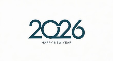 Stylish Happy New Year 2026 Typography Design on White Background