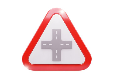 3d interlocked crossroads traffic sign on png background