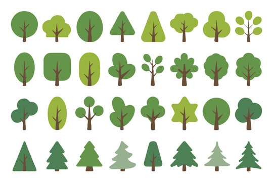 tree vector tree icons and silhouettes set for ecology and layout