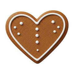Heart shape ginger cookie with icing isolated on white, tasty treat. Heart shape ginger cookie for holidays and special occasions, perfect as a gift or a sweet indulgence.