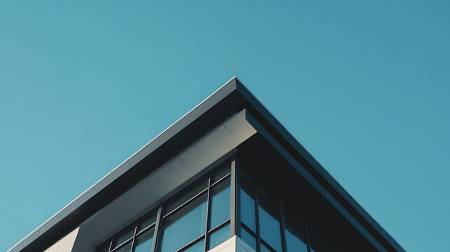 Modern building corner against clear blue sky architecture glass