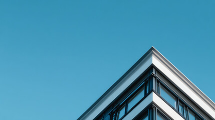 Modern building corner against clear blue sky architecture windows