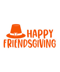Happy Friendsgiving Thanksgiving typography clip art design on plain white transparent isolated background for card, shirt, hoodie, sweatshirt, apparel, card, tag, mug, icon, poster or badge